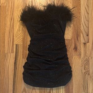 Windsor Black Feathered Mini Dress